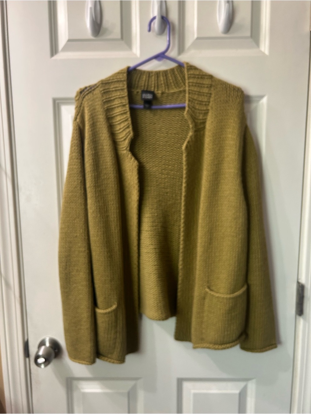 Eileen Fisher Olive-Tone Open Front Knit Cardigan